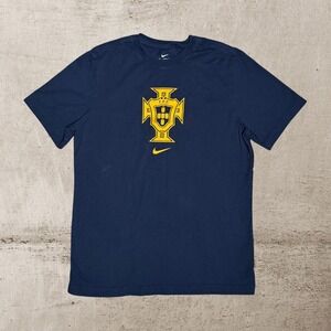 Nike Portugal FPF Crest T-Shirt Men's Medium Navy Blue National Team Soccer Tee